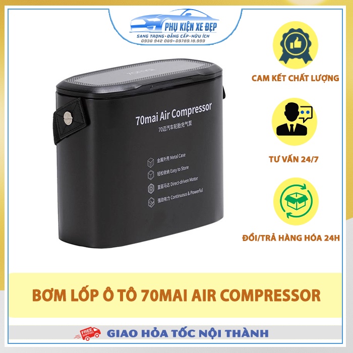 Bơm lốp xe ô tô ⚡HÀNG HOT⚡ mini Xiaomi 70mai Air Compressor, Máy Bơm Hơi Ô Tô
