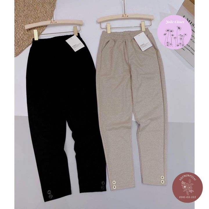 Quần Baggy Dạ Nữ , Quần Tây Kaki Phối Cúc Gấu Nữ Siêu Đẹp HOT HIT