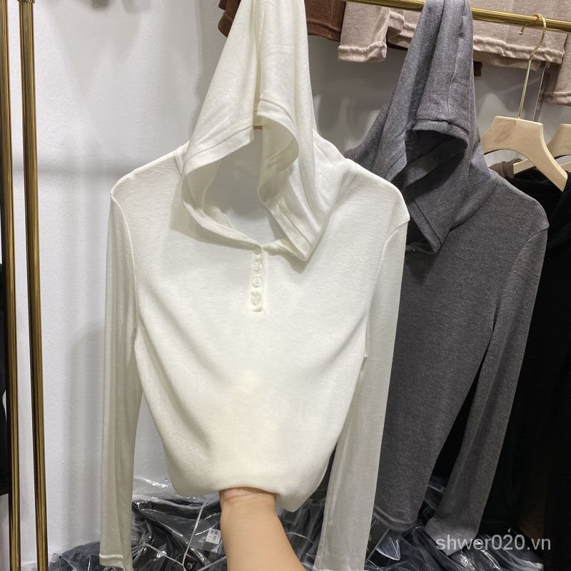 Áo Hoodie Dài Tay Trơn Màu Phong Cách Hàn Quốc Dành Cho Nữ X1D