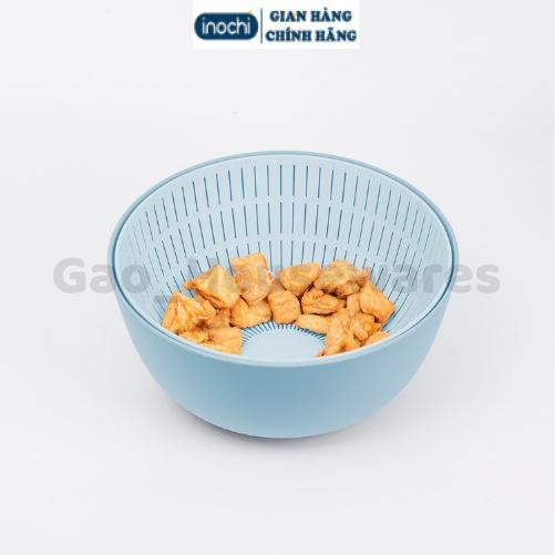 Bộ thau rổ đa năng 23cm inochi, có ion Ag+ kháng khuẩn, nhựa nguyên sinh an toàn sức khỏe, dễ lau chùi hạn chế rêu mốc