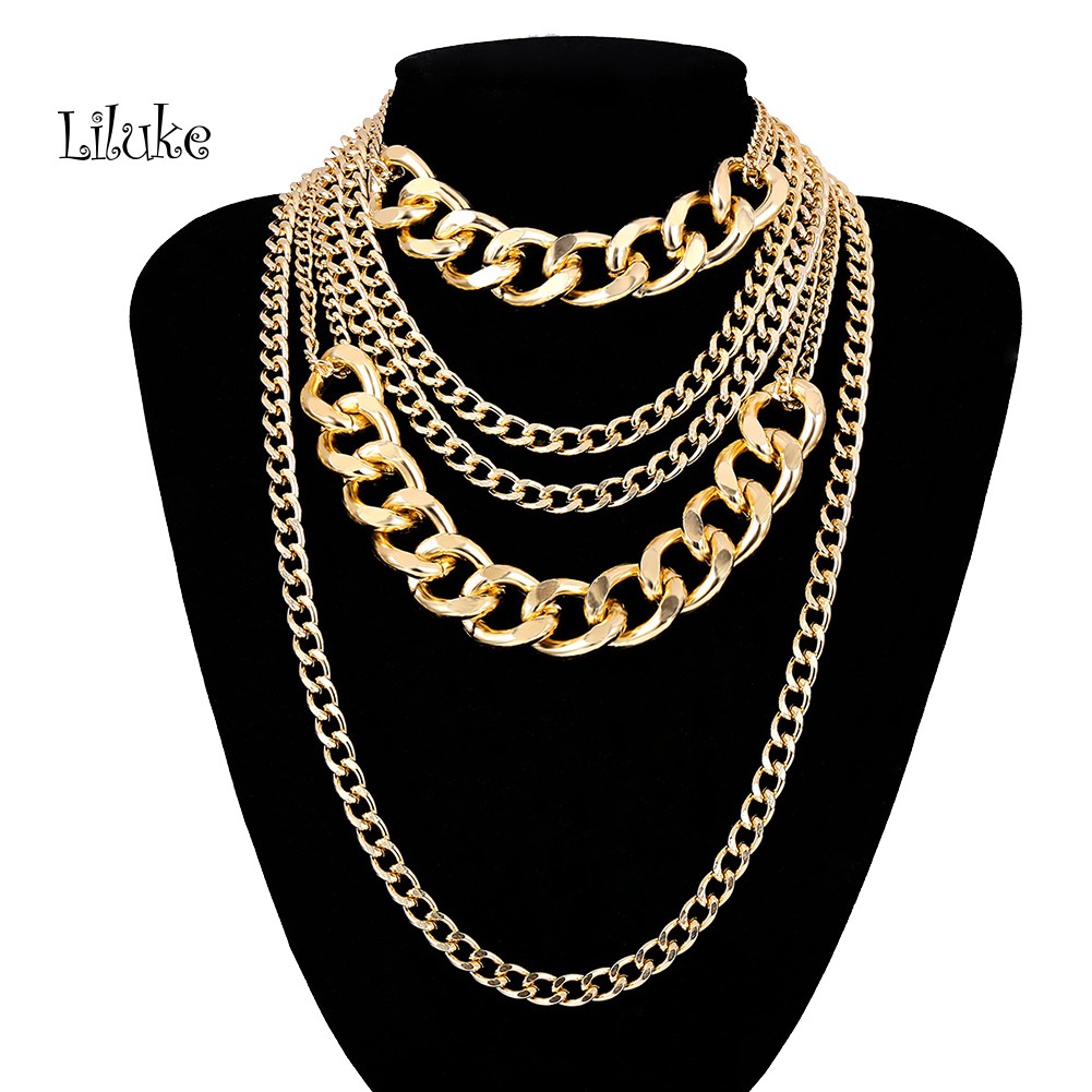 Vòng cổ Hợp Kim Nhiều Lớp Phong Cách Hip hop Cá Tính Cho Nữ