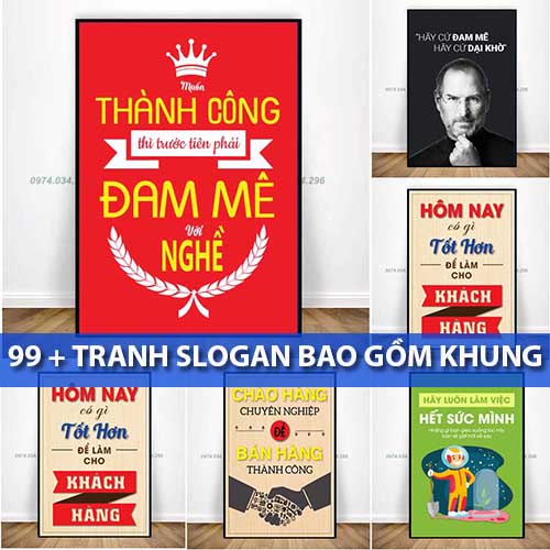 Tranh tạo động lực trang trí phòng sale phòng marketting lễ tân cho văn phòng công ty. Tặng kèm đinh ba chân để treo