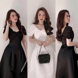 Đầm dự tiệc bẹt vai phi xoắn nơ