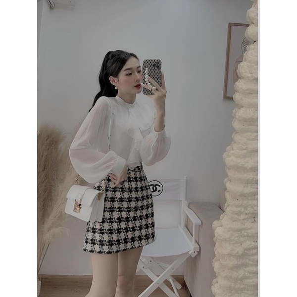 ÁO SƠ MI BÈO NGỰC VOAN