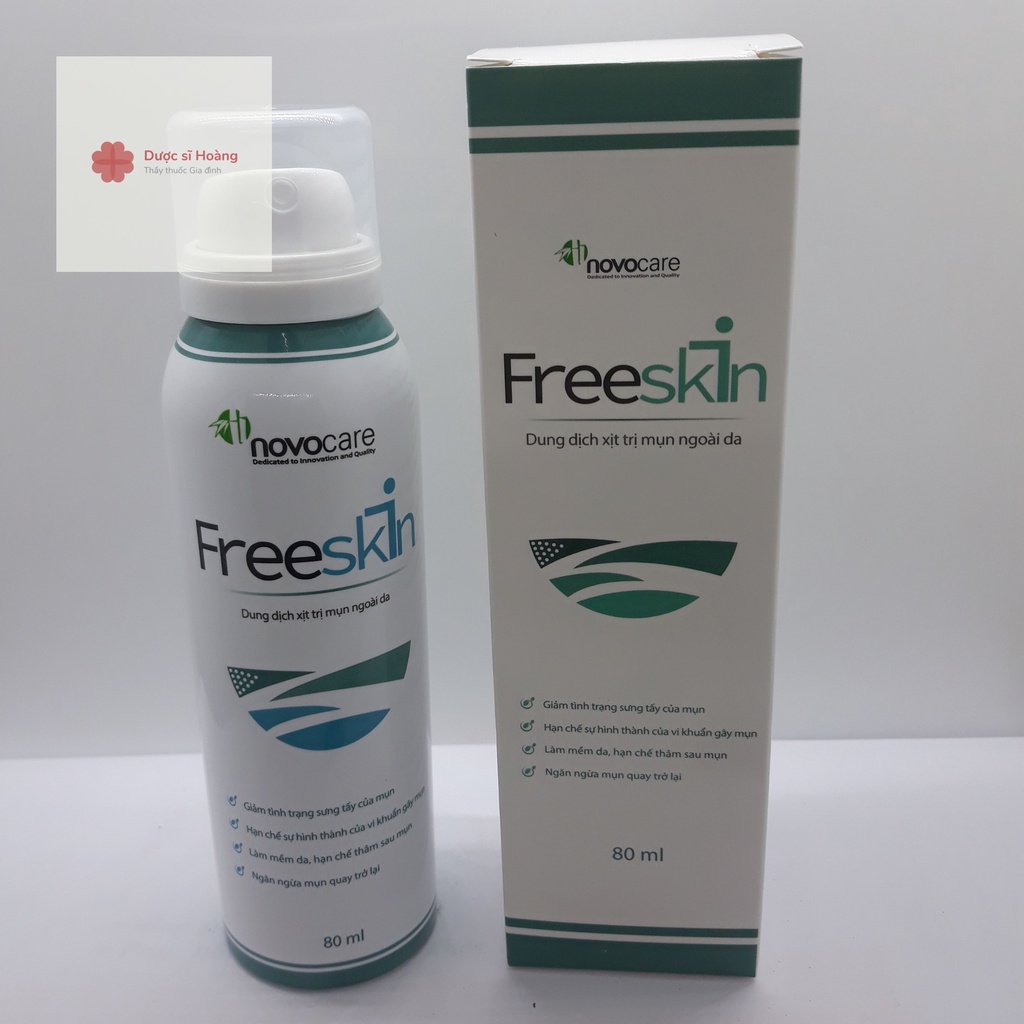 Dung dịch xịt mụn ngoài da Freeskin - 80ml - dùng cho vùng bị mụn ở lưng, ngực, cánh tay, chân