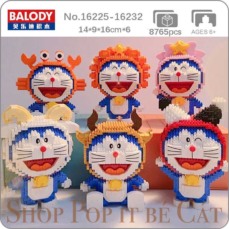 Bộ Xếp Hình Lắp Ráp Khối Gạch Nhỏ 3D Nano Building Blocks Doraemon Múa Lân, Cung Hoàng Đạo Chính Hãng LP &amp; Balody