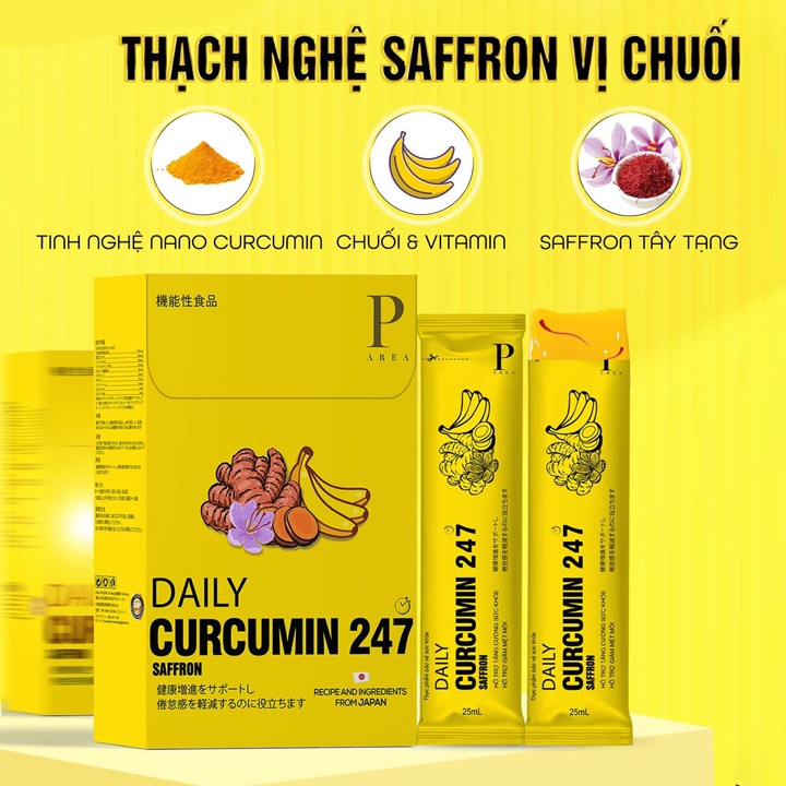 Thạch Nghệ Saffron Vị Chuối, Daily Curcumin 247 Parea Nhật Bản Bổ Sung Dinh Dưỡng Tăng Cường Miến Dịch