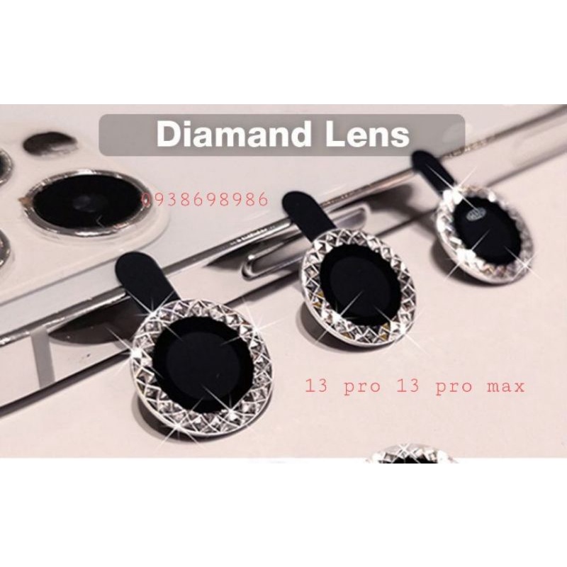 13 pro max , 13 pro _ bộ 3 mắt dán camera lấp lánh kim cương full box kèm phụ kiện dán