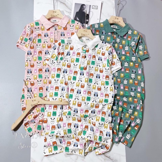 Váy suông polo họa tiết