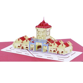 Thiệp nổi 3D Chợ Bến Thành, thiệp kiến trúc Việt Nam, thiệp chúc mừng, thiệp pop up - Paper Art Gift - PNP102