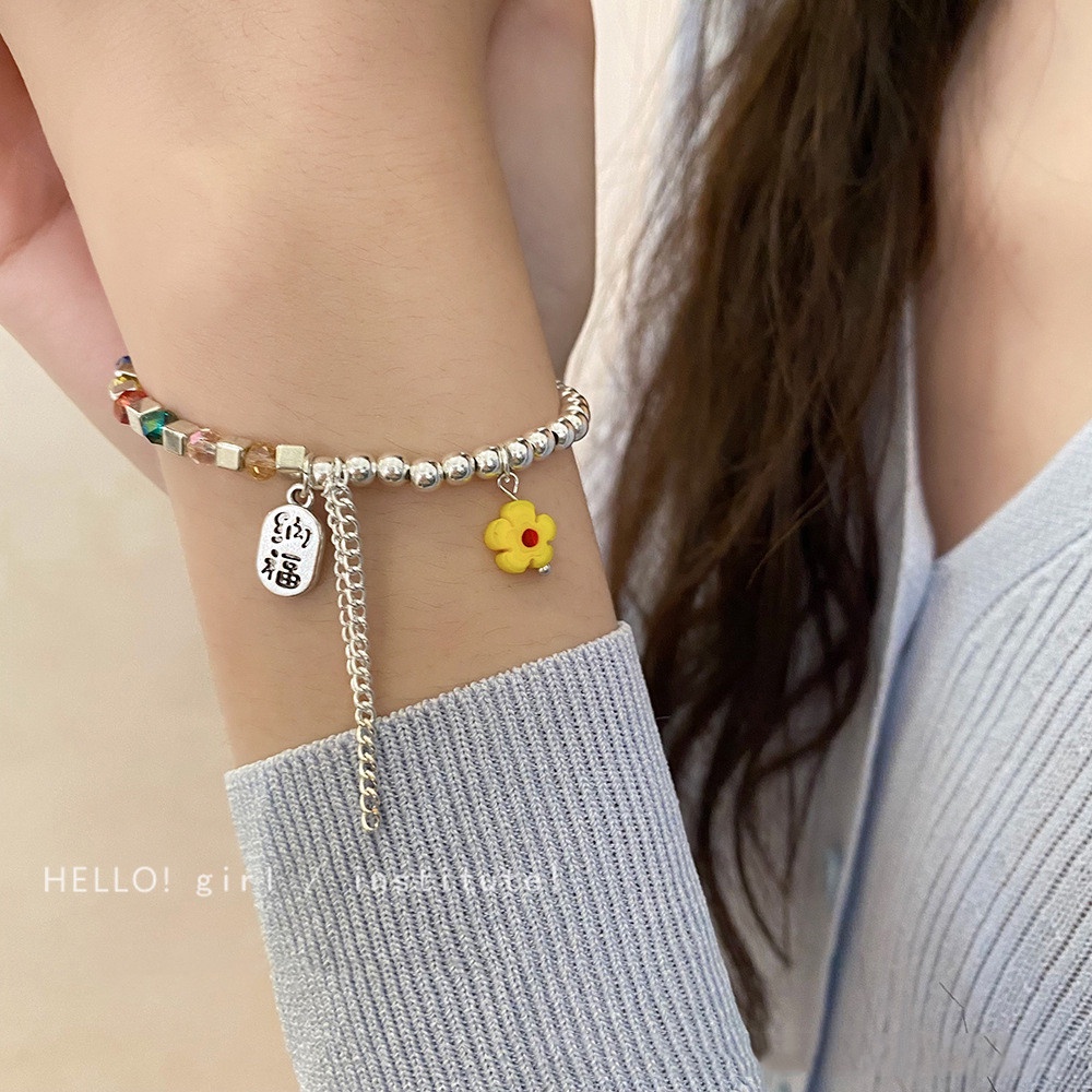 Vòng Tay Chuỗi Hạt Pha Lê Nhiều Màu Sắc Dễ Thương Yanqueens  Cho Nữ