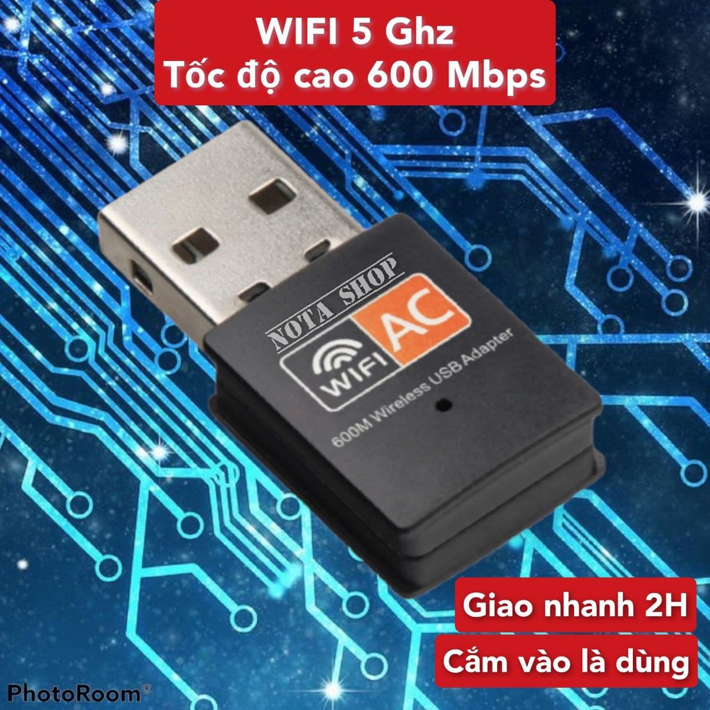 [Có sẵn] Nâng cấp WiFi 5G dễ dàng với USB WIFI 600Mbps cho máy bàn PC và laptop, card mạng usb hai băng tầng 2.4 / 5GHz