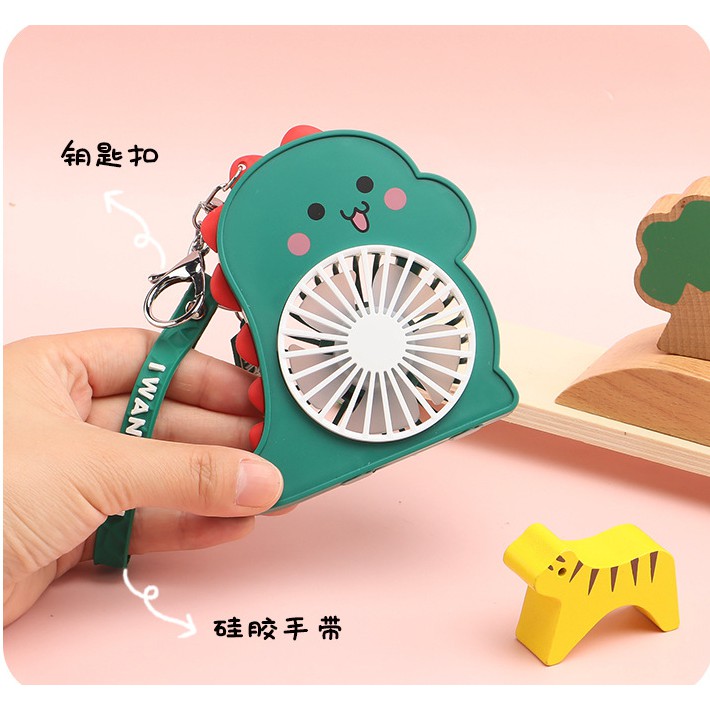 Quạt mini cầm tay chính hãng DianDi khủng long pin sạc,quạt điện cầm tay có thể móc vào túi sách
