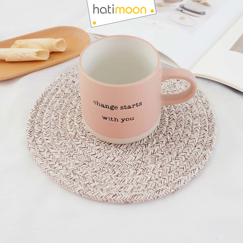 Tấm lót decor, tấm lót ấm trà, đế lót nồi, đĩa sợi vải 24cm, 30cm - Hatimoon