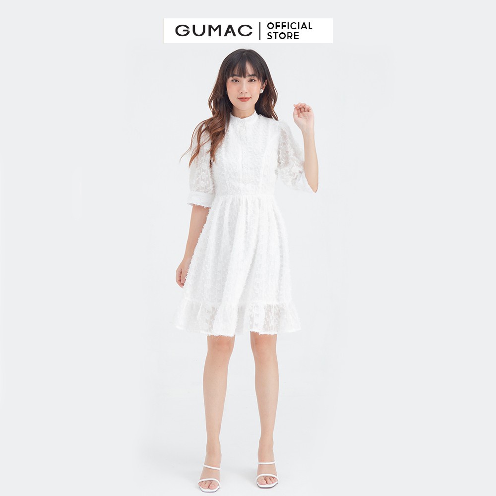 Đầm nữ sơ mi tùng xòe GUMAC màu trắng dễ thương DB645 | BigBuy360 - bigbuy360.vn