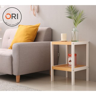 [Bản Đặc Biệt] Kệ Gỗ Trang Trí Đầu Giường Hình Vuông 2 Tầng - WHITE NATURAL - ORI NỘI THẤT HÀN QUỐC