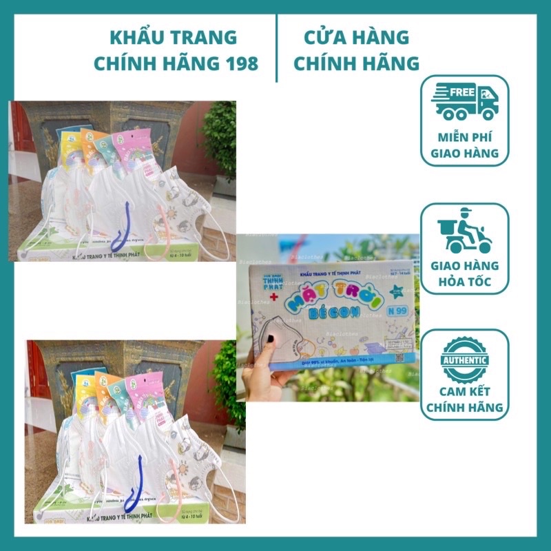 Lẻ 1 hộp (gồm 10 cái) khẩu trang 6D Thịnh Phát N 99 mặt trời bé con hàng chính hãng