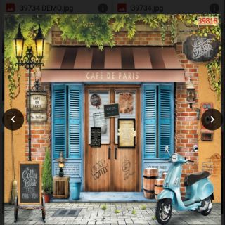 Tranh dán tường 3D trang trí quán cafe,trà sữa