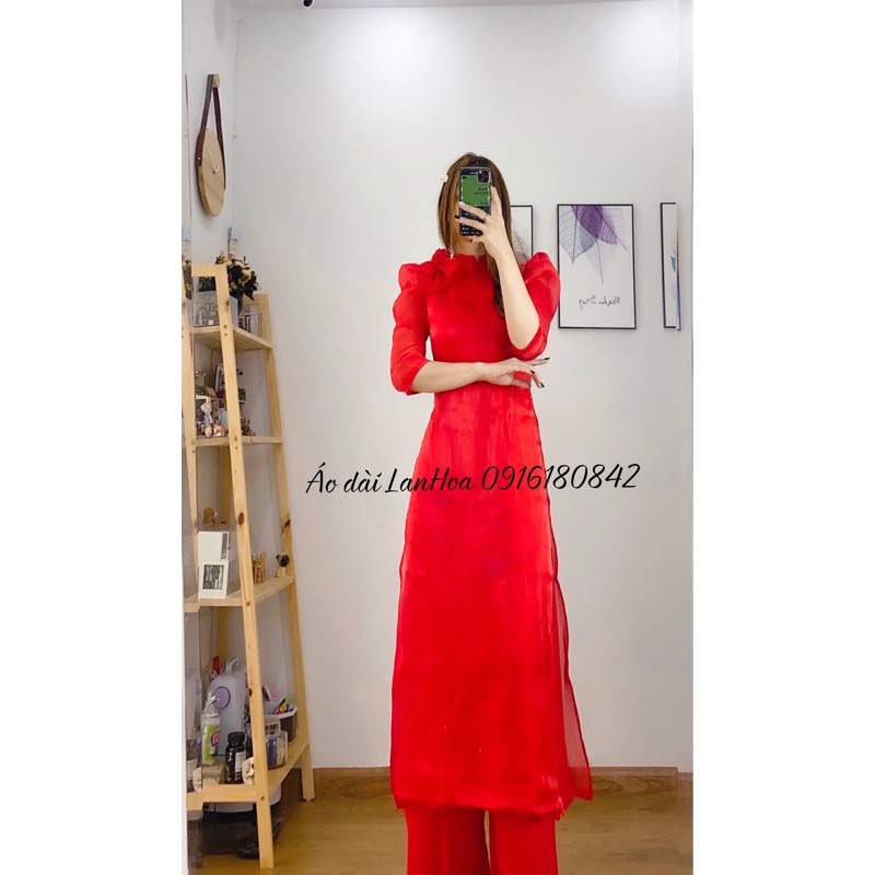 Áo dài thiết kế lụa tơ sống (ảnh thật)