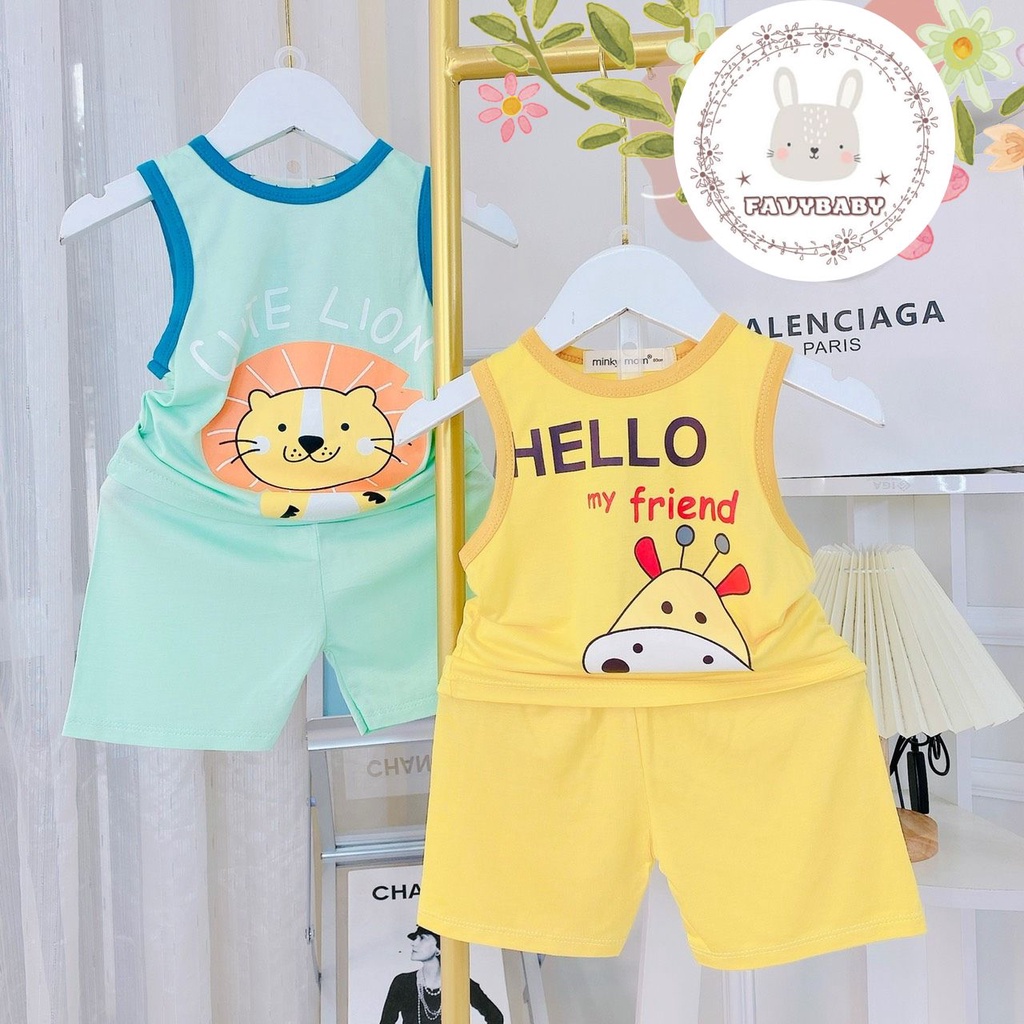 Đồ Bộ MINKY MOM Bé Trai Bé Gái Ba Lỗ Mùa Hè Quần Cộc Áo Viền Hình Động Vật Dễ Thương Trẻ Em 0 1 2 3 4 5 Tuổi - Favybaby