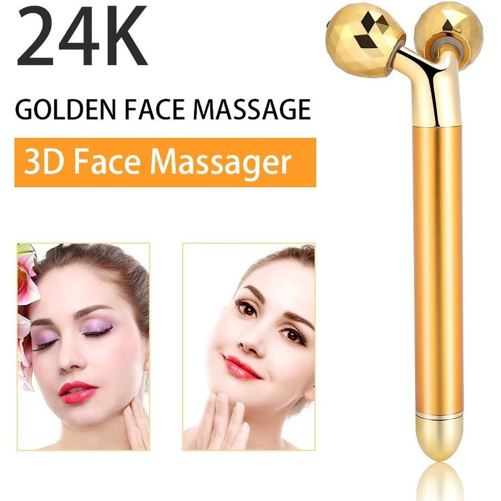 Rung tần số cao 24K Golden 3D Roller Nhồi mỡ Cellulite Giảm béo Nâng cơ mặt Máy mát xa Magic Energy Stick Beauty Bar