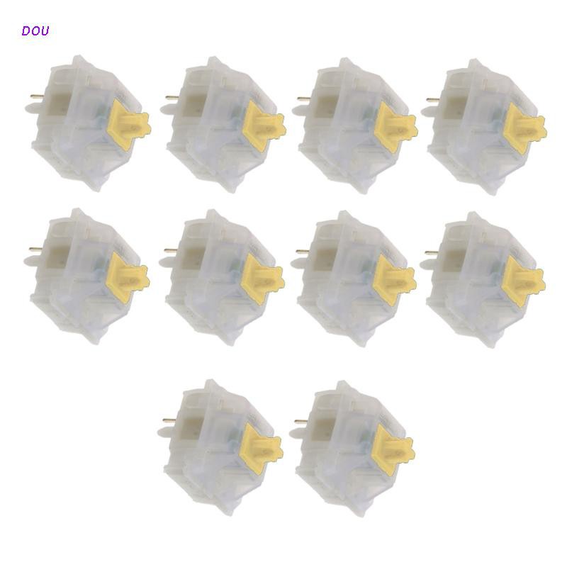 Set 10 Công Tắc Cơ Học 5 Chấu Màu Vàng Trong Suốt Gk61 Gk64 Gh60