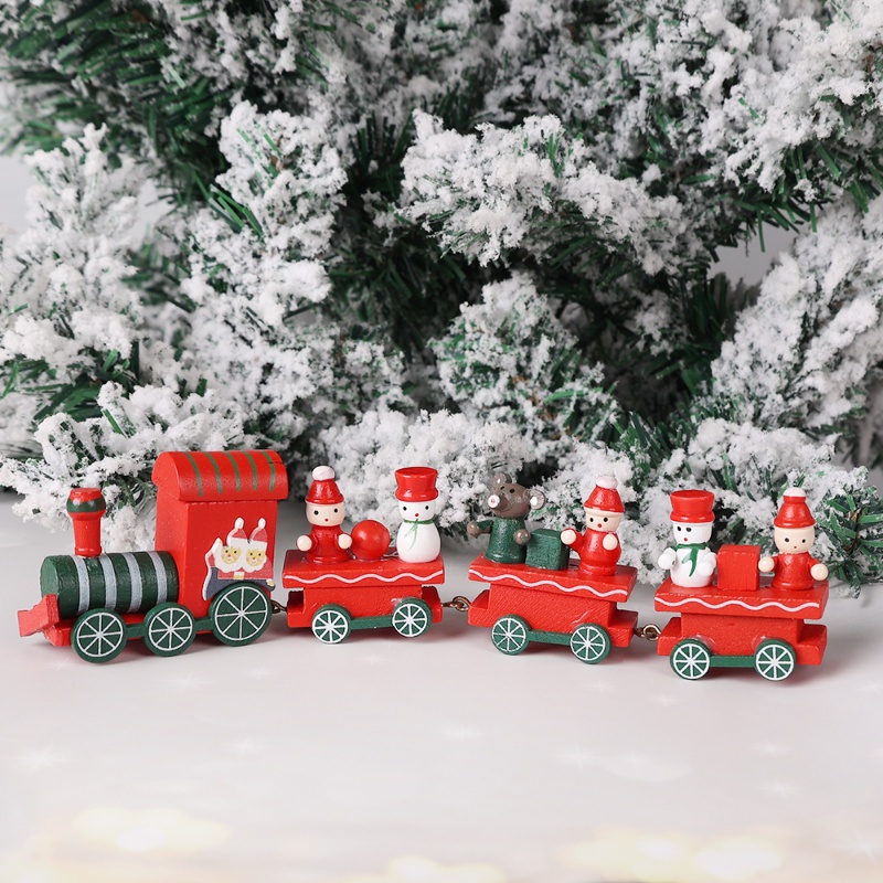 Đồ Chơi Tàu Lửa Bằng Gỗ Sơn Họa Tiết Hoạt Hình Ông Già Noel Gấu Người Tuyết / Người Tuyết Trang Trí