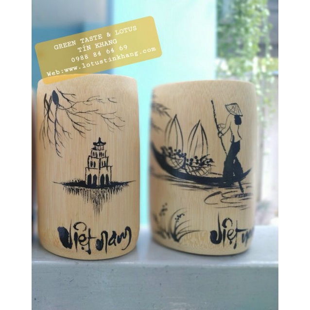 Ly Tre, Cốc Tre, Ly Tre Vẽ Mỹ Nghệ, Phụ Kiện Decor, Bình Cắm Hoa, Ống Cắm Bút, Văn Phòng Phẩm