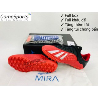 Giầy đá bóng Mira MR5 chính hãng đỏ ( giầy bóng đá MR05 cổ chun , đế TF .)...