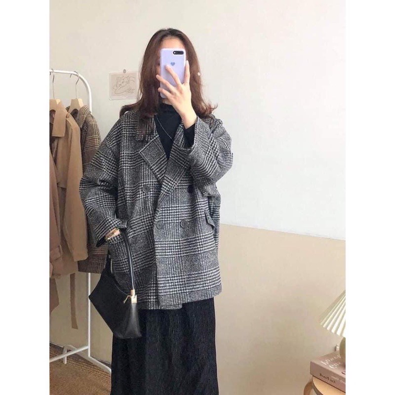 [Siêu Hot] Áo Dạ Kẻ Cổ Vest, Áo Khoác Dạ Kẻ 2Màu Siêu Xinh Có Ảnh Thật Kèm Video | BigBuy360 - bigbuy360.vn