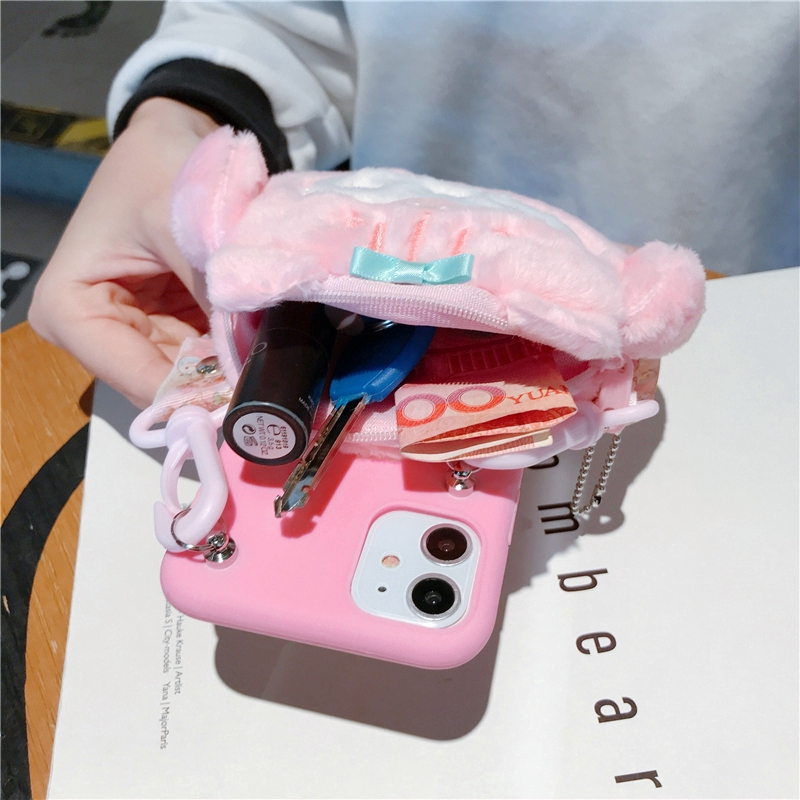 Ốp điện thoại tích hợp ví hình chú cún Melody Cinnamoroll 3D dễ thương cho iPhone 13 12 11 Pro XS Max XR X 7 8 kèm dây đeo