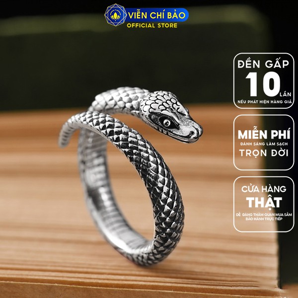 Nhẫn bạc nam nữ Mãng xà chất liệu bạc Thái S925 phong cách thời trang cá tính Viễn Chí Bảo N100010
