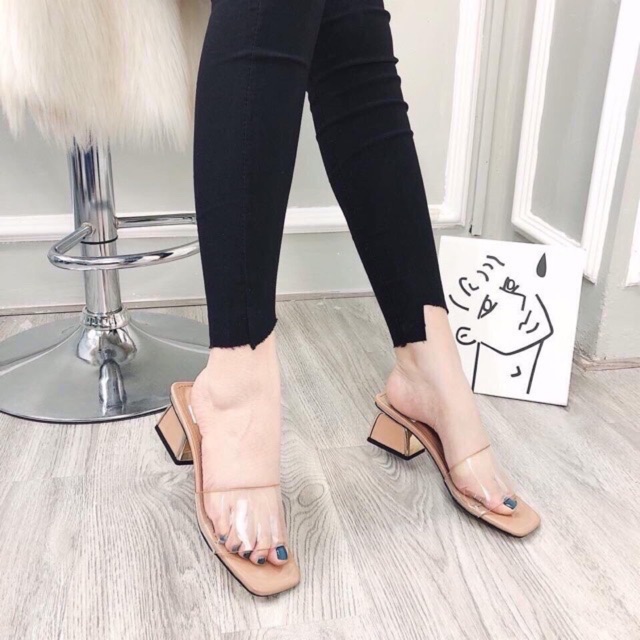 Guốc nữ 3 phân đé bóng trẻ trung cá tính