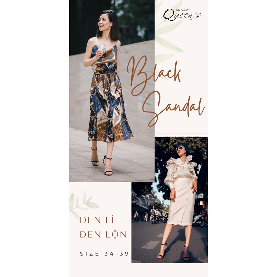 Giày Sandal Cao Gót Màu Đen Da Lộn Tôn Dáng Thời Trang Cho Nữ Đi Chơi, Đi Dự Tiệc Đi Làm Công Sở Cao 9-11 Phân