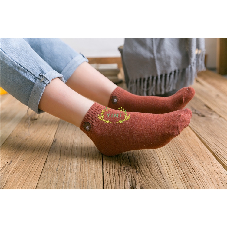 Unisex cotton mắt cá chân gấu dễ thương Motif❤Yimi❤