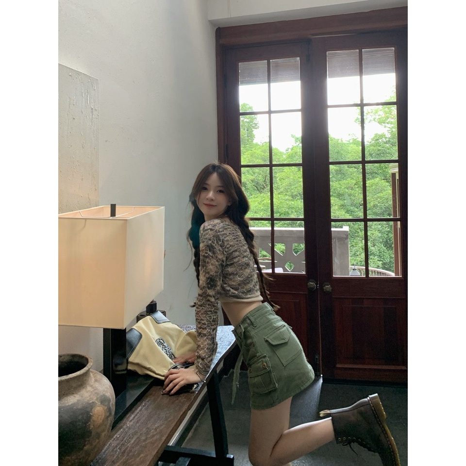 Jiashucheng Váy Yếm Denim Ngắn Dáng Chữ a Lưng Cao Ôm Dáng Phong Cách Mới Cho Nữ