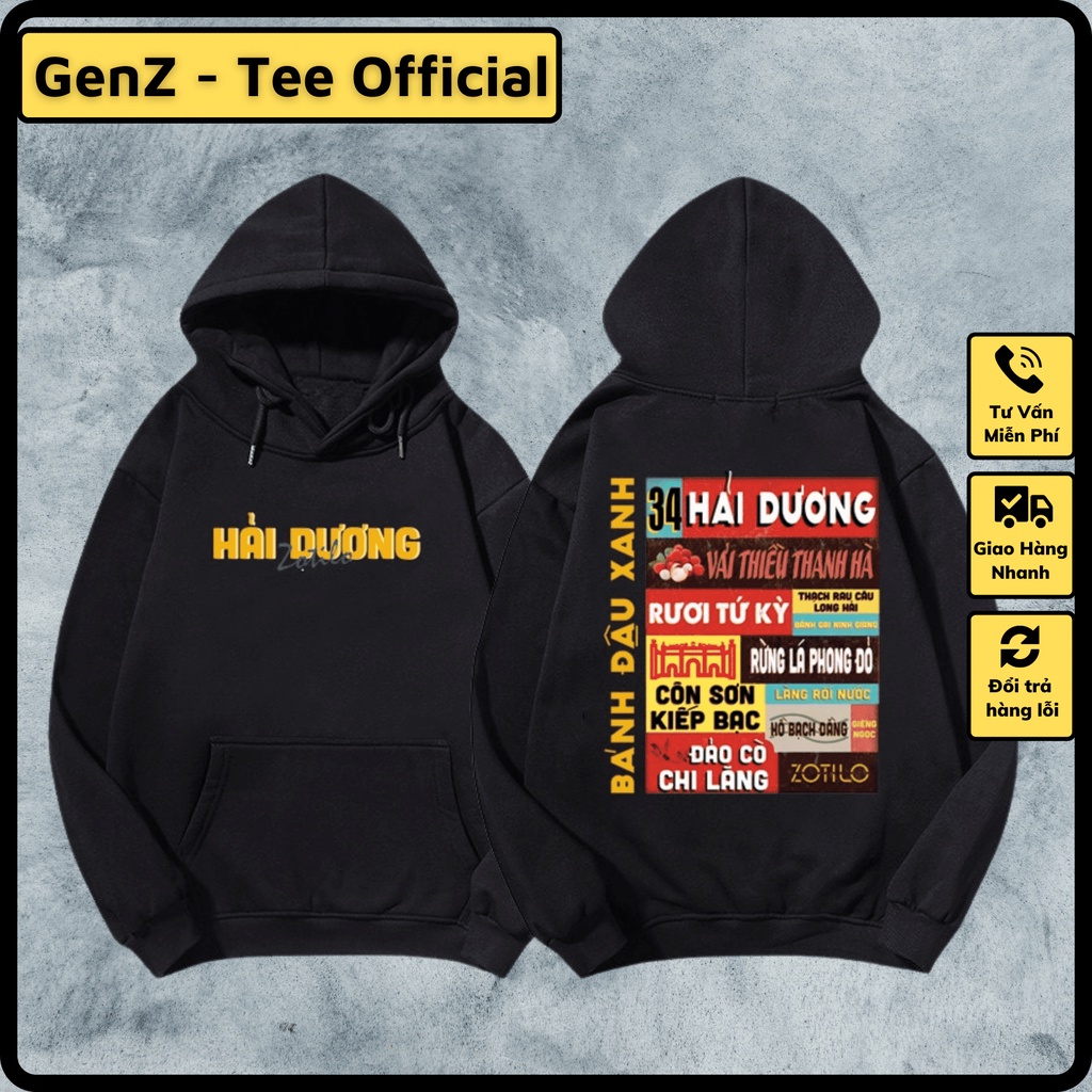Áo Hoodie Nỉ Local Brand Tỉnh Hải Dương, Áo Hoodie 63 Tỉnh Thành Nam Nữ Form Rộng Unisex Genz Cá Tính
