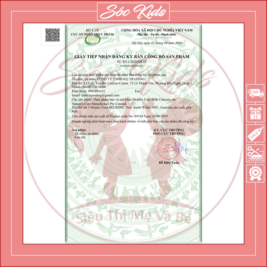 Canxi Sữa Healthy Care Cho Bé Từ 4 Tháng Giúp Hệ Xương Chắc Khoẻ - CHUẨN ÚC | SÓC KIDS