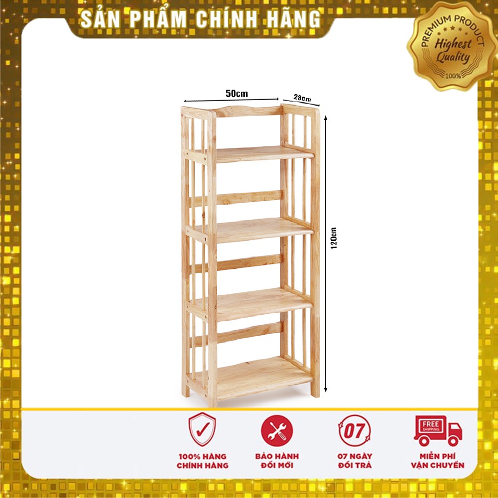 Kệ sách kệ đa năng 4 tầng [ FREE SHIP ] gỗ cao su tự nhiên màu vân gỗ | WebRaoVat - webraovat.net.vn