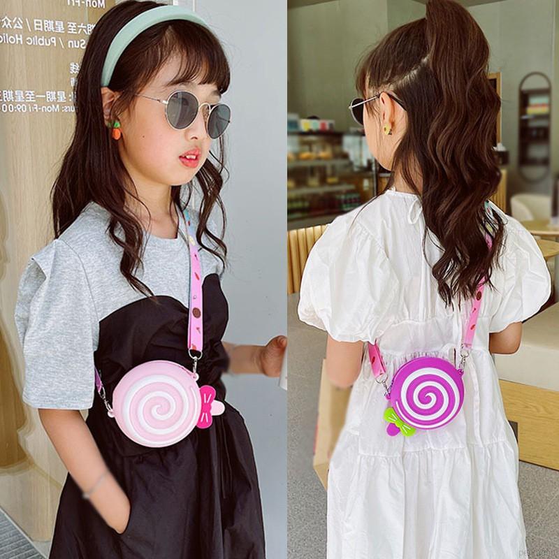 Mới Túi Đeo Chéo Hình Cây Kẹo Mút Dễ Thương Cho Bé Gái