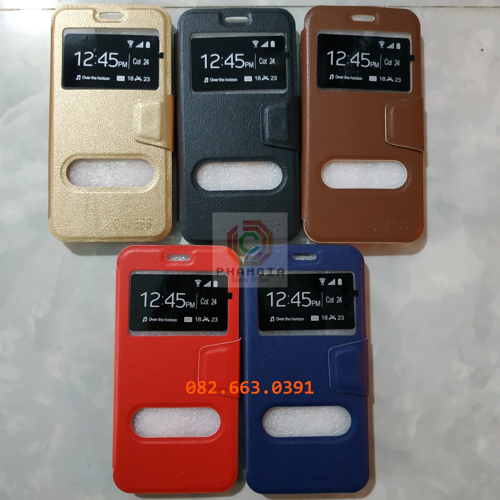 Bao da Oppo A83 có đồng hồ xem giờ, chất liệu da sang trọng