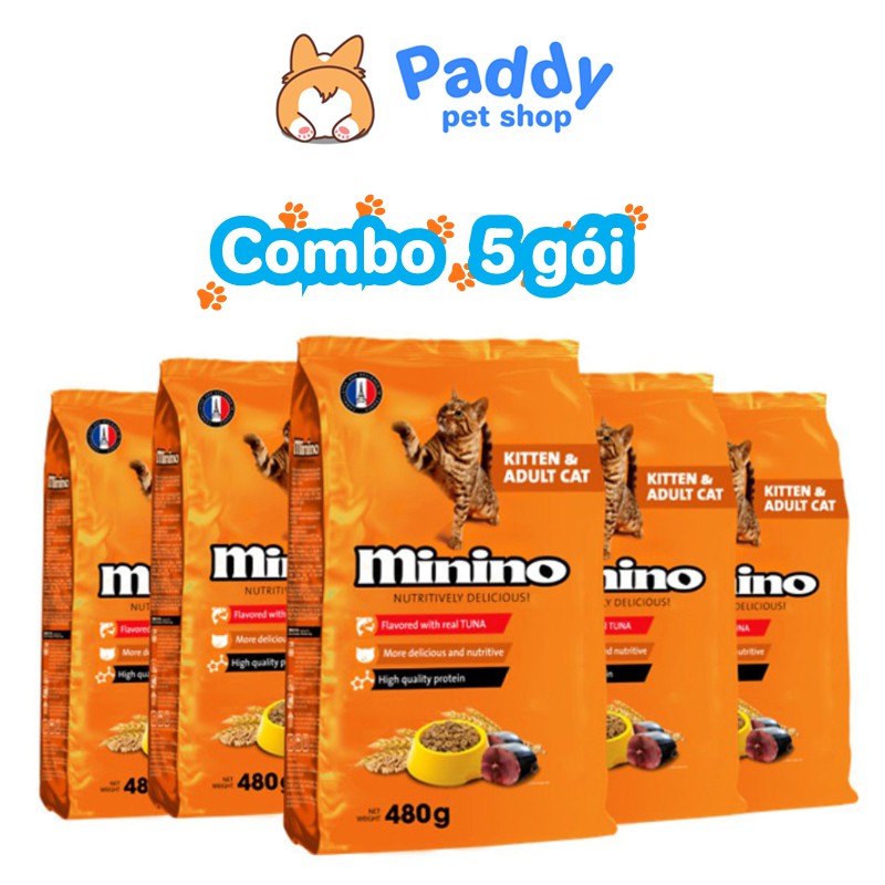 [Combo 5] Hạt Minino Tuna Cho Mèo Vị Cá Ngừ 480g