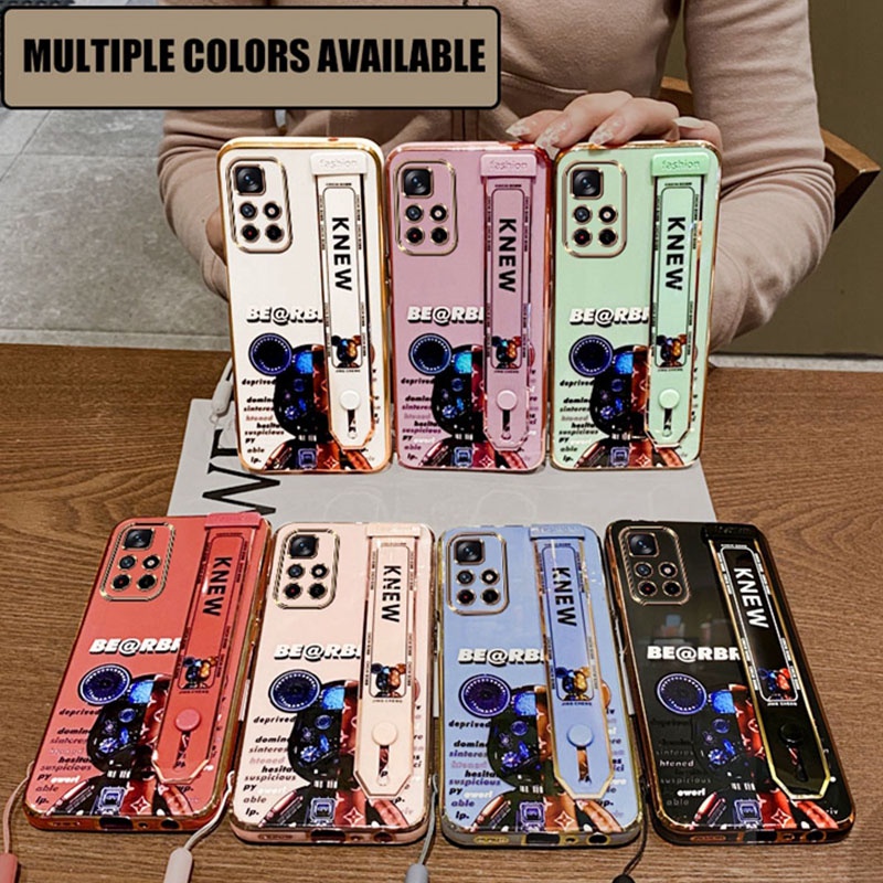 Ốp Điện Thoại Họa Tiết Gấu Có Dây Đeo Cho Xiaomi Redmi Note 11 10 Pro 10S 11S 4G 5G