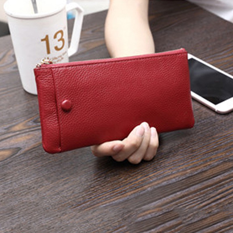 Ví da thời trang, Bóp ví dáng dài cho nam nữ, da bò cao cấp, nhiều ngăn, có ngăn để điện thoại POL001