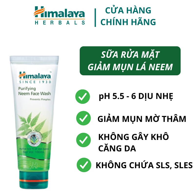 Set làm sạch giảm mụn Himalaya Neem Face Wash 100ml + Acne Cream 30g