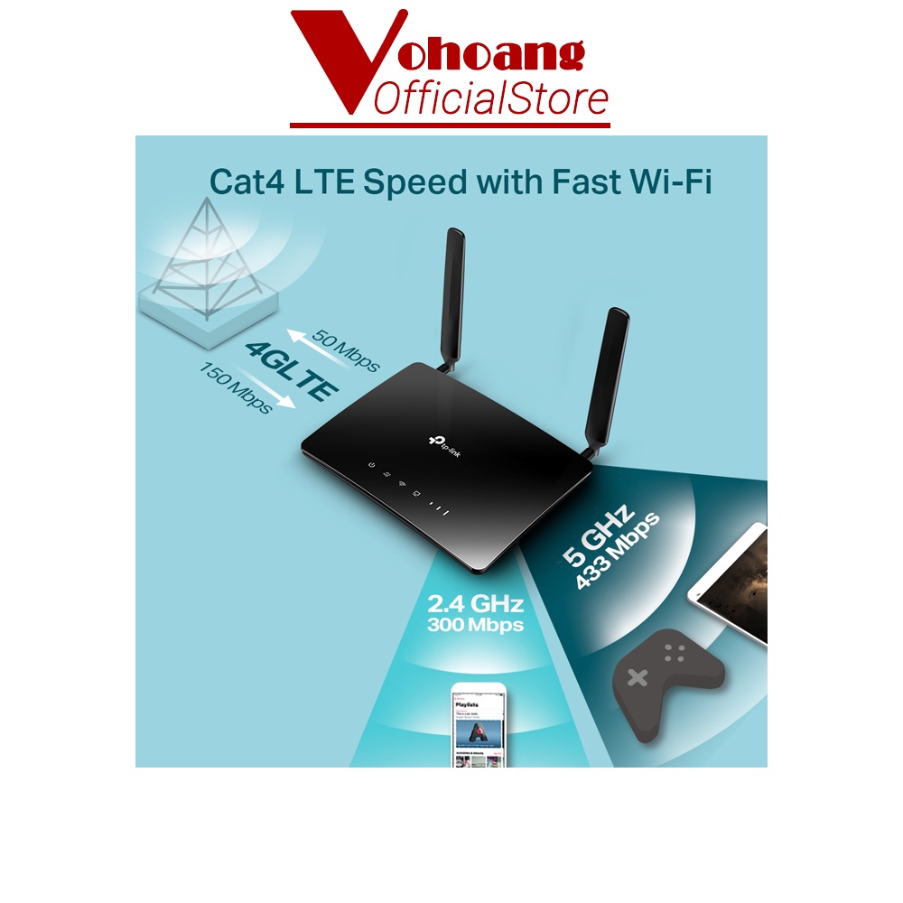 Router Wifi 4G LTE TP-LINK MR200 băng tần kép AC750