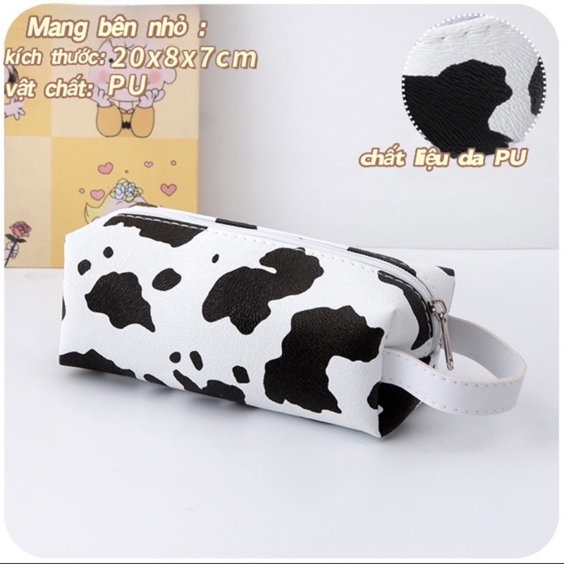 Túi đựng Mỹ phẩm chống thấm nước hoạ tiết Bò Sữa