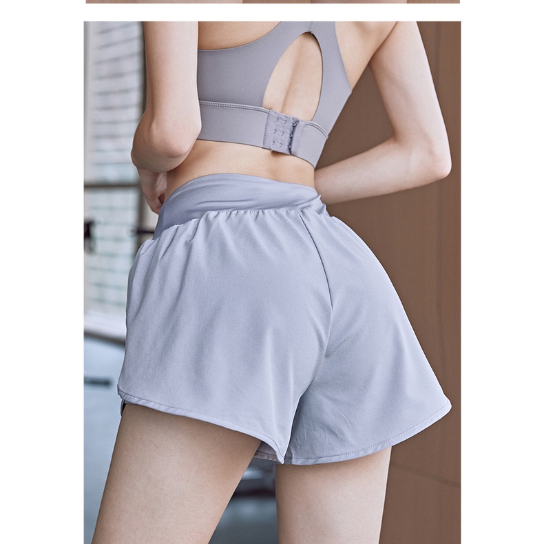 Quần Short Thể Thao Lưng Cao Dáng Rộng Nhanh Khô Thời Trang Cho Nữ