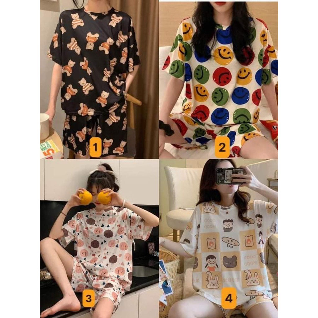 Bộ Đồ Ngủ Nữ Cotton Thun Cộc Tay, Bộ Mặc Nhà Chất Mát Cho Mùa Hè Quần Cộc Áo Cộc