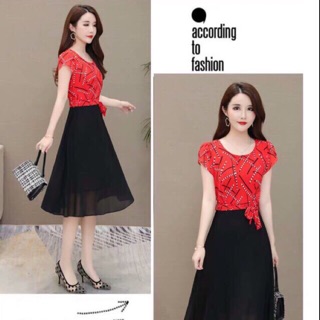 Đầm dự tiệc - đầm xoè kẻ sọc